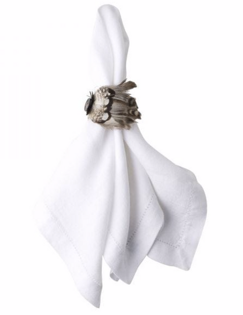 Feather Espresso Napkin Ring Set of 2