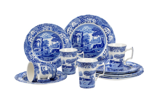 【8枚セット】美品！Spode Blue Italian 青白い風景画 大皿 Blue Italian by Spode