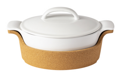 Oval Covered Casserole with Cork Tray
