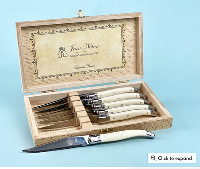 LAGUIOLE IVORY KNIVES PLATINE IN PRESENTATION BOX (SET OF 6)