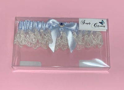 Ivory and Light Blue Lace Garter